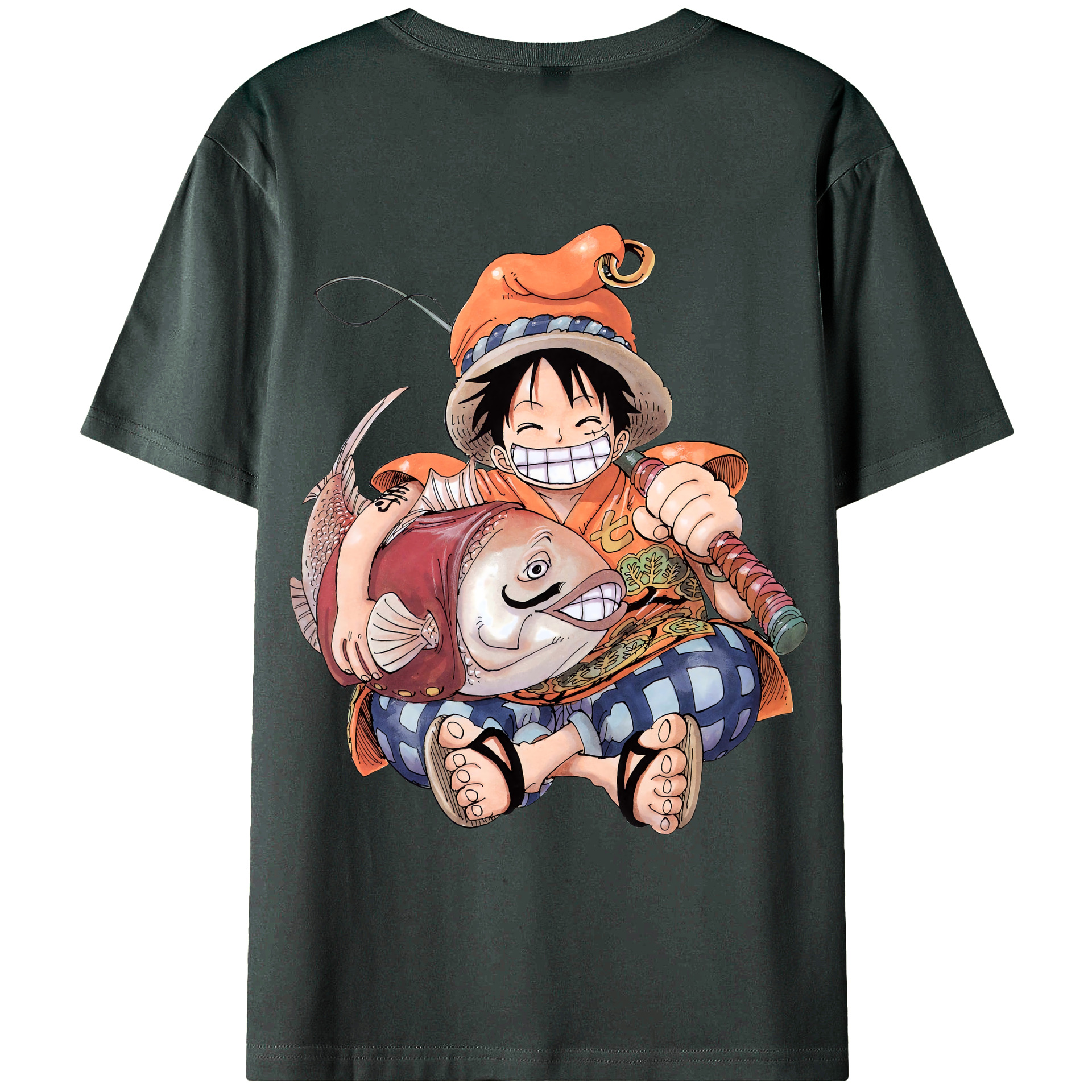 ワンピース モンキー・D・ルフィ ONE PIECE Monkey D. Luffy 綿100％ メンズ半袖Tシャツ（バックプリント） 通気性